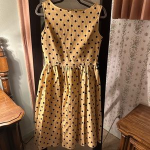 Lindy Bop swing dress! Tan with black polka dots.